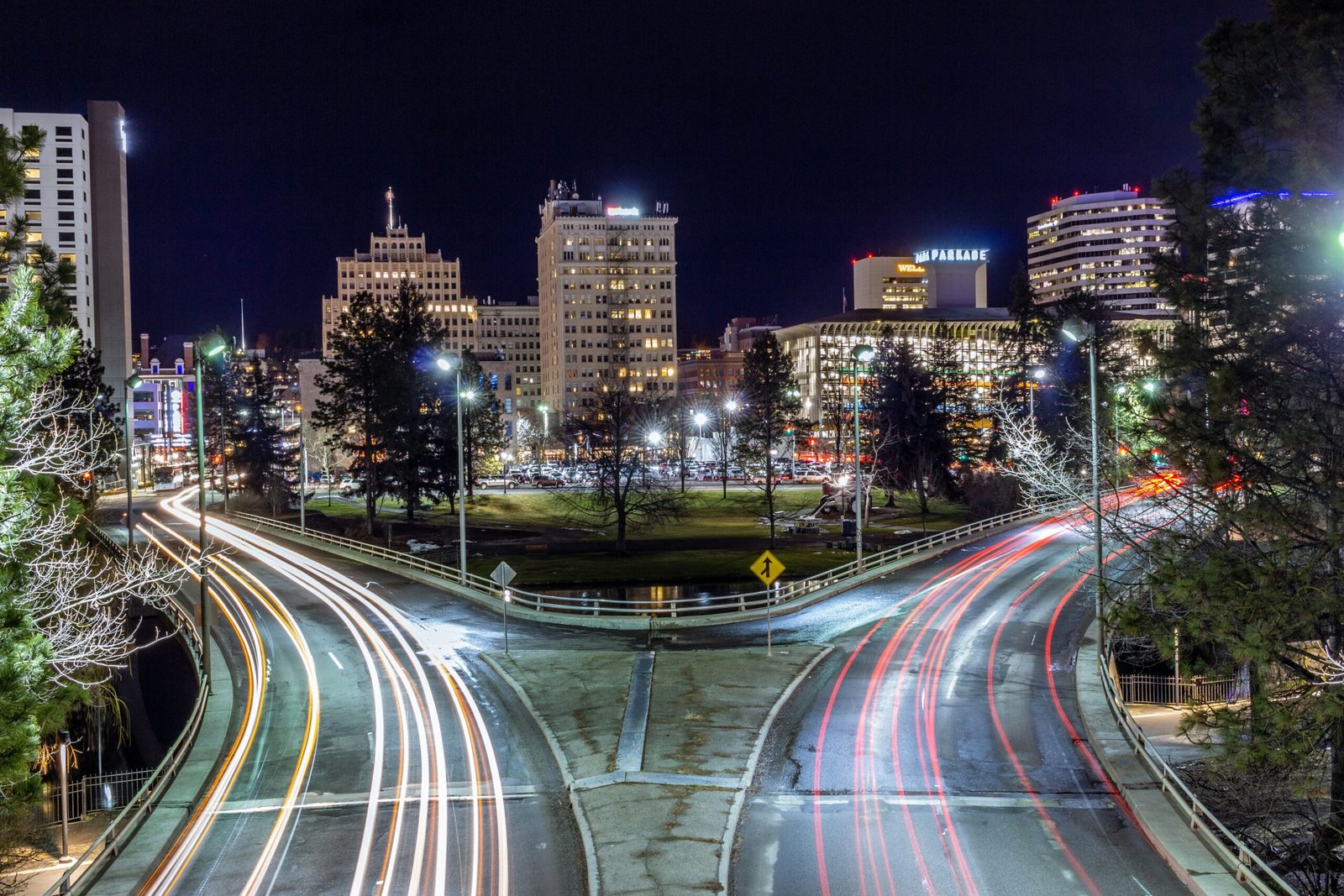 Night view of Spokane